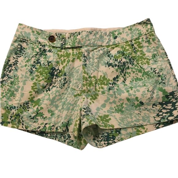 Martin & OSA Size Green & White Size 6 Short Shorts Zipper and Faux Belt Button - Picture 1 of 4